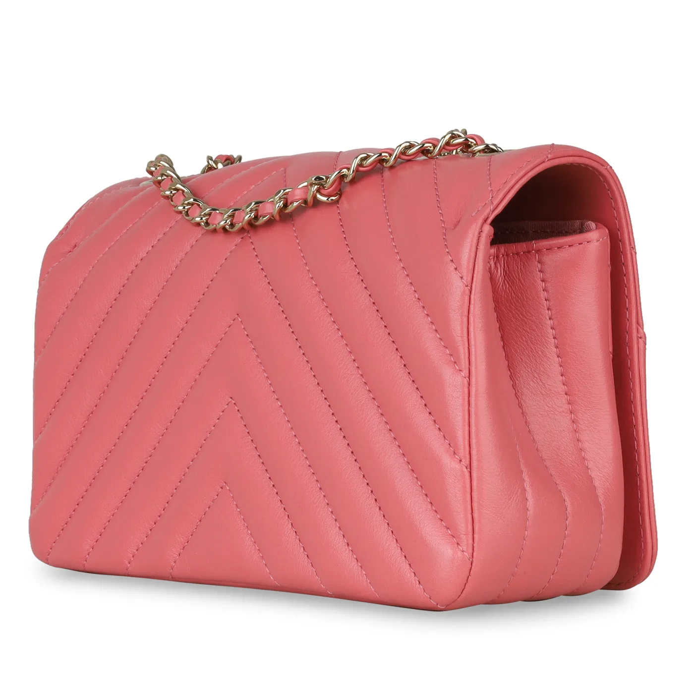 Chanel Pink Chevron Flap Bag