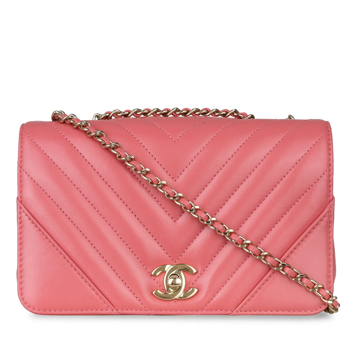 Chanel Pink Chevron Flap Bag