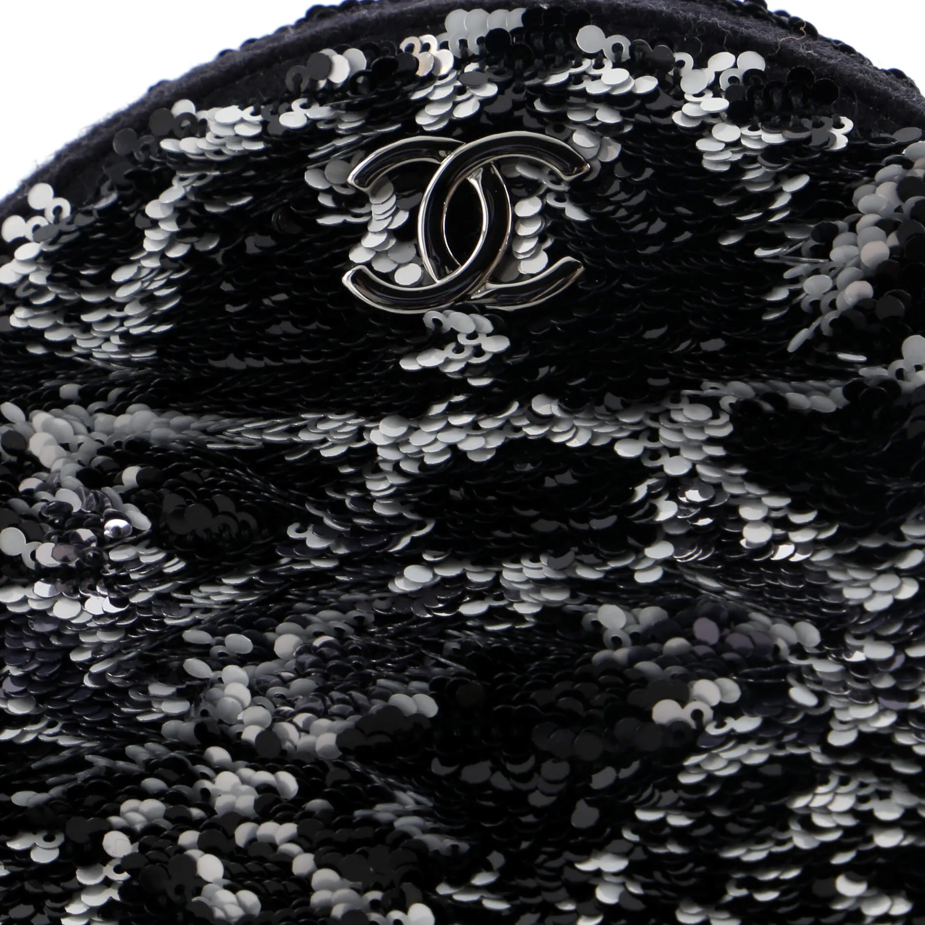 Chanel Round Clutch With Chain Sequins