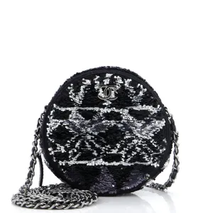 Chanel Round Clutch With Chain Sequins