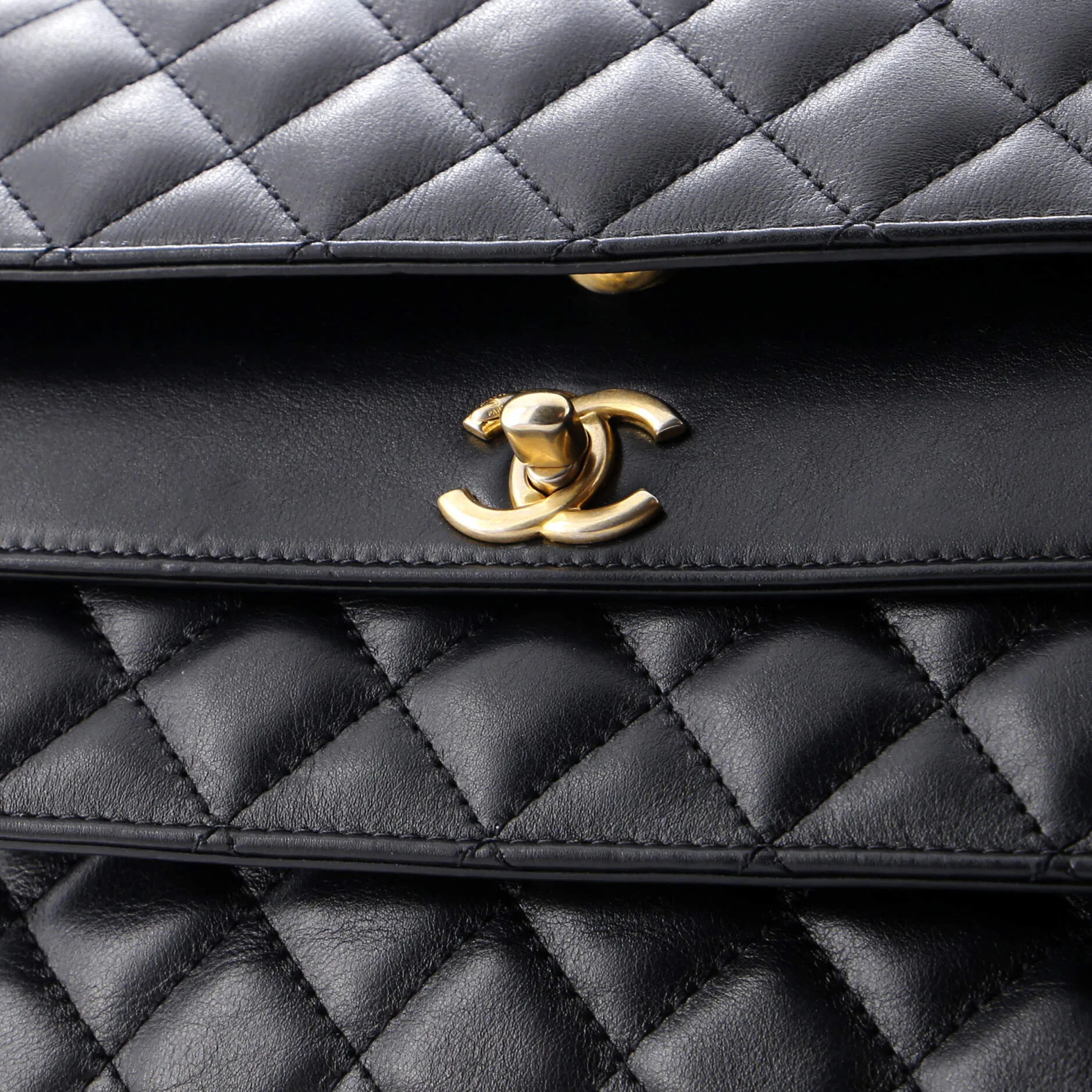 Chanel Triple Flap Bag Quilted Calfskin