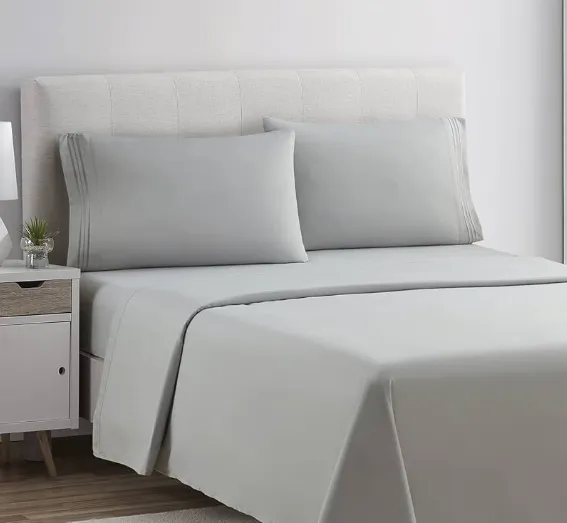 Clara Clark Bed Sheets, Premier 1800 Series 4 Piece Bed Sheet Set, Deep Pocket, Wrinkle, Fade, Stain Resistant, Luxury Soft Bedding Sheets & Pillowcases, Queen, Silver Gray