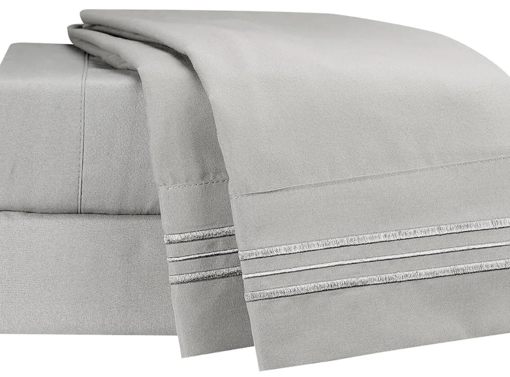 Clara Clark Bed Sheets, Premier 1800 Series 4 Piece Bed Sheet Set, Deep Pocket, Wrinkle, Fade, Stain Resistant, Luxury Soft Bedding Sheets & Pillowcases, Queen, Silver Gray