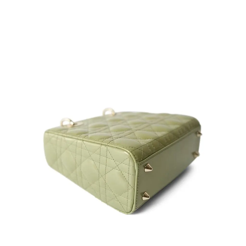 Glossy Green Lady Dior Patent Cannage Small