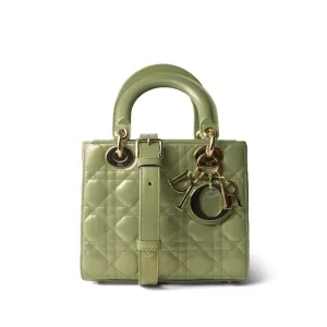 Glossy Green Lady Dior Patent Cannage Small
