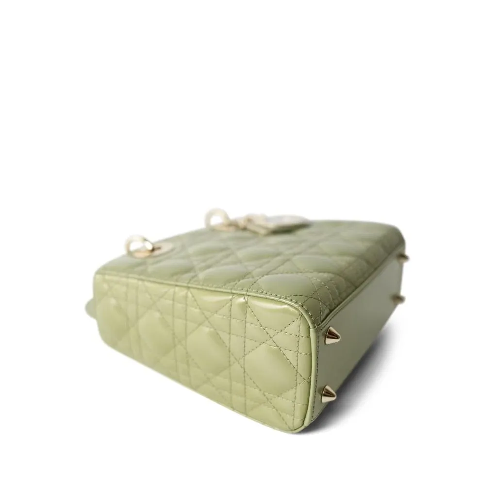 Glossy Green Lady Dior Patent Cannage Small