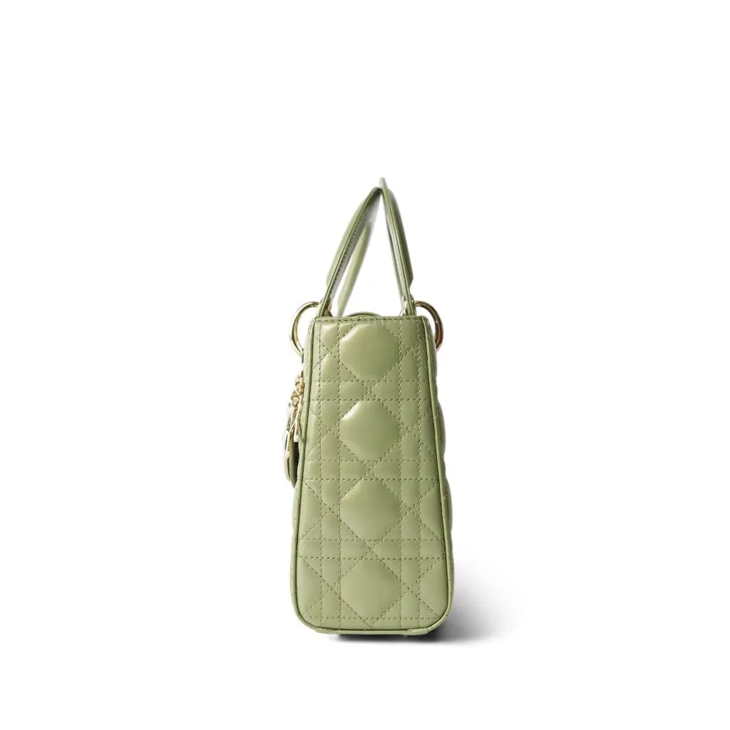 Glossy Green Lady Dior Patent Cannage Small