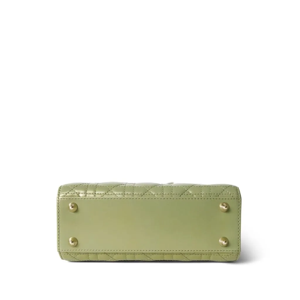Glossy Green Lady Dior Patent Cannage Small