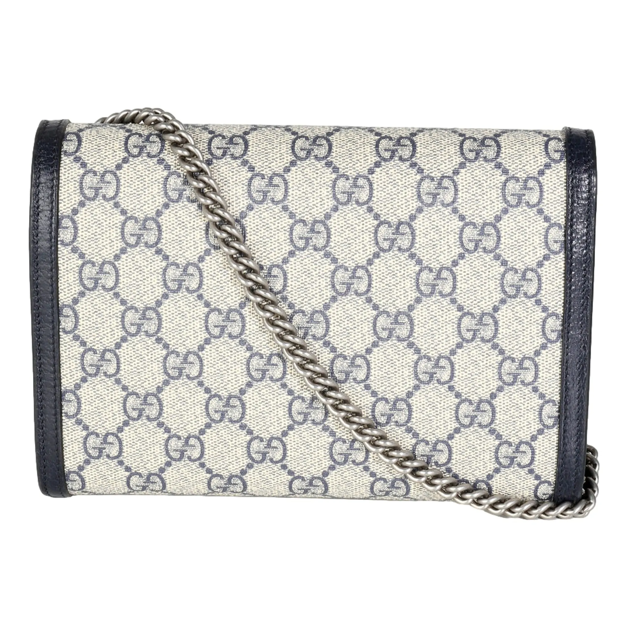 Gucci Navy GG Supreme Canvas Mini Dionysus Chain Wallet