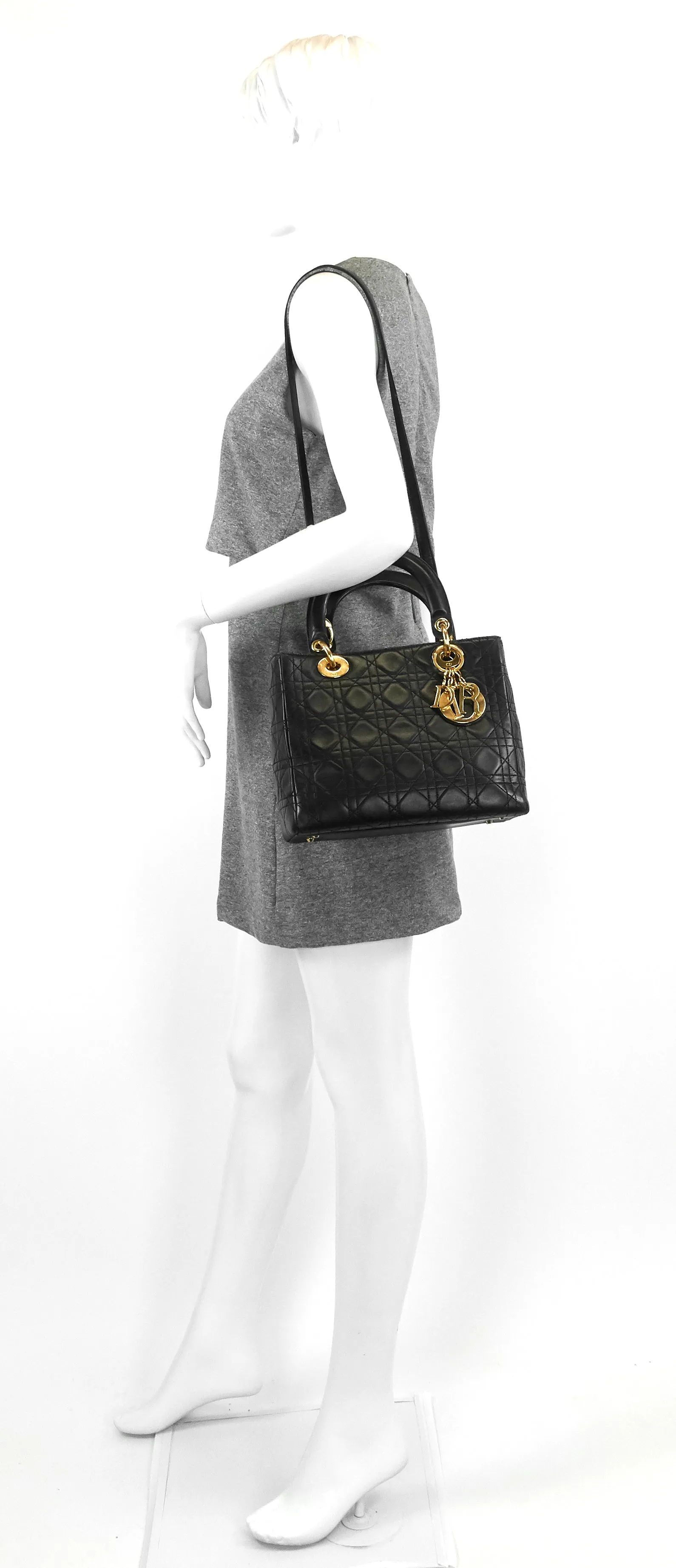 Lady Dior Medium Lambskin Leather Bag