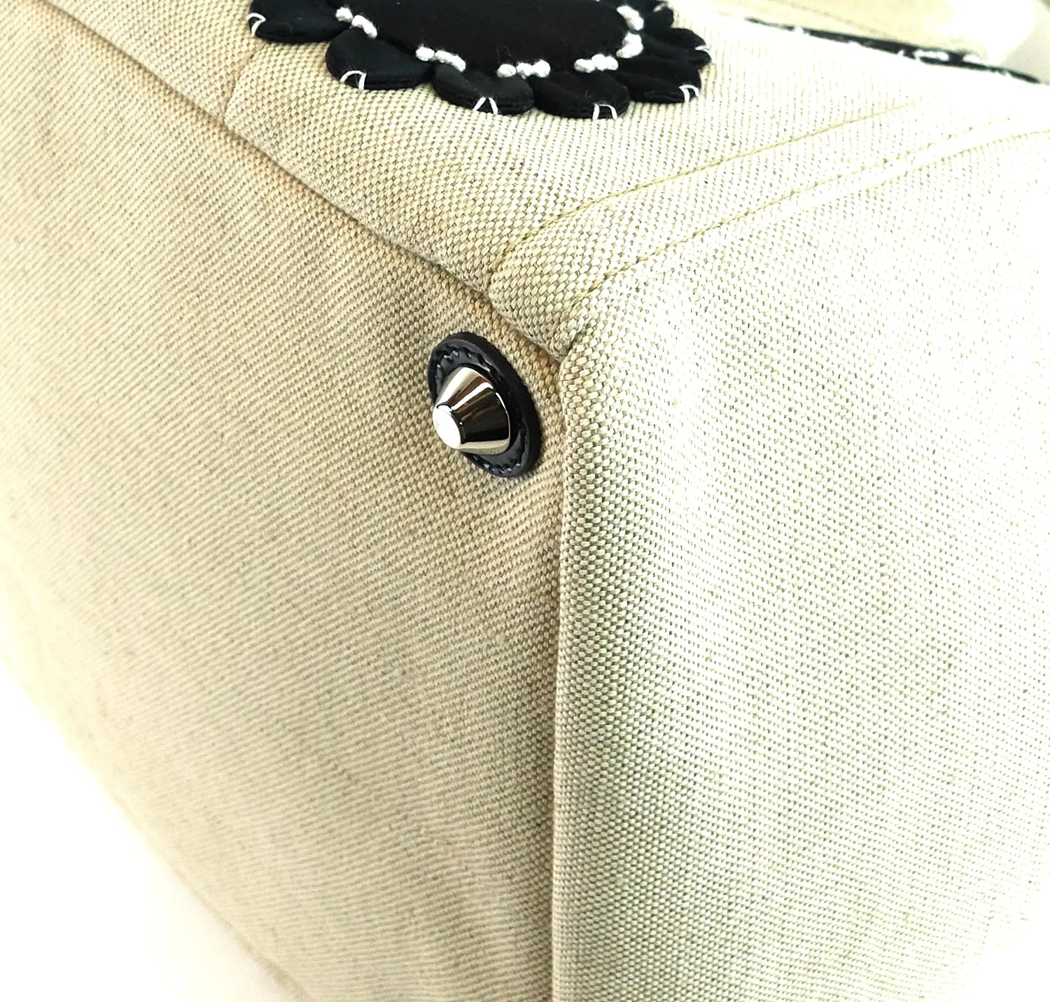 Mistolino Canvas with Flower Applique Tote Bag
