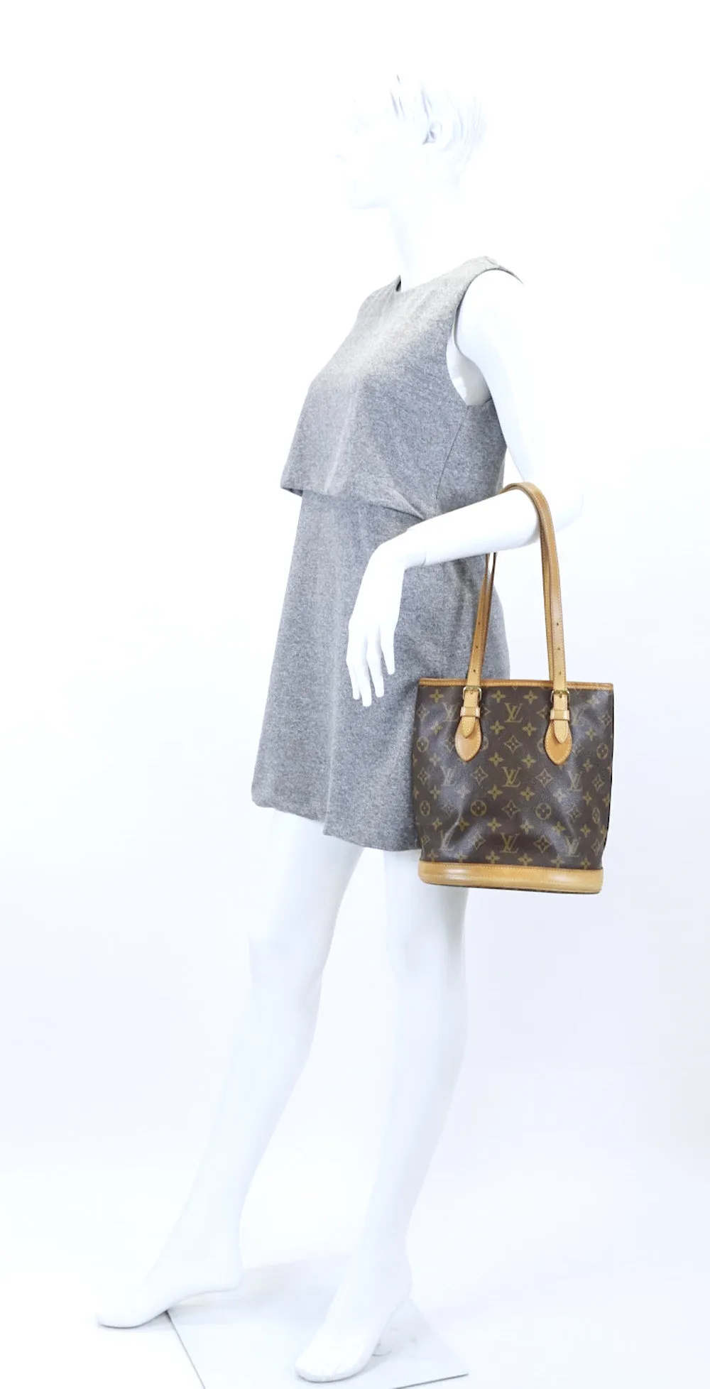 Petit Bucket Monogram Canvas Shoulder Bag with Pochette Bag