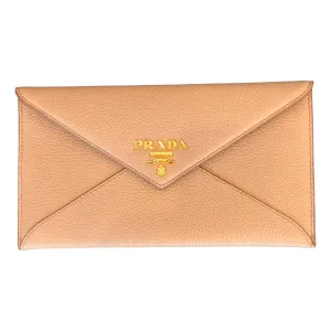 Prada Beige Vitello Grain Leather Long Envelope Wallet