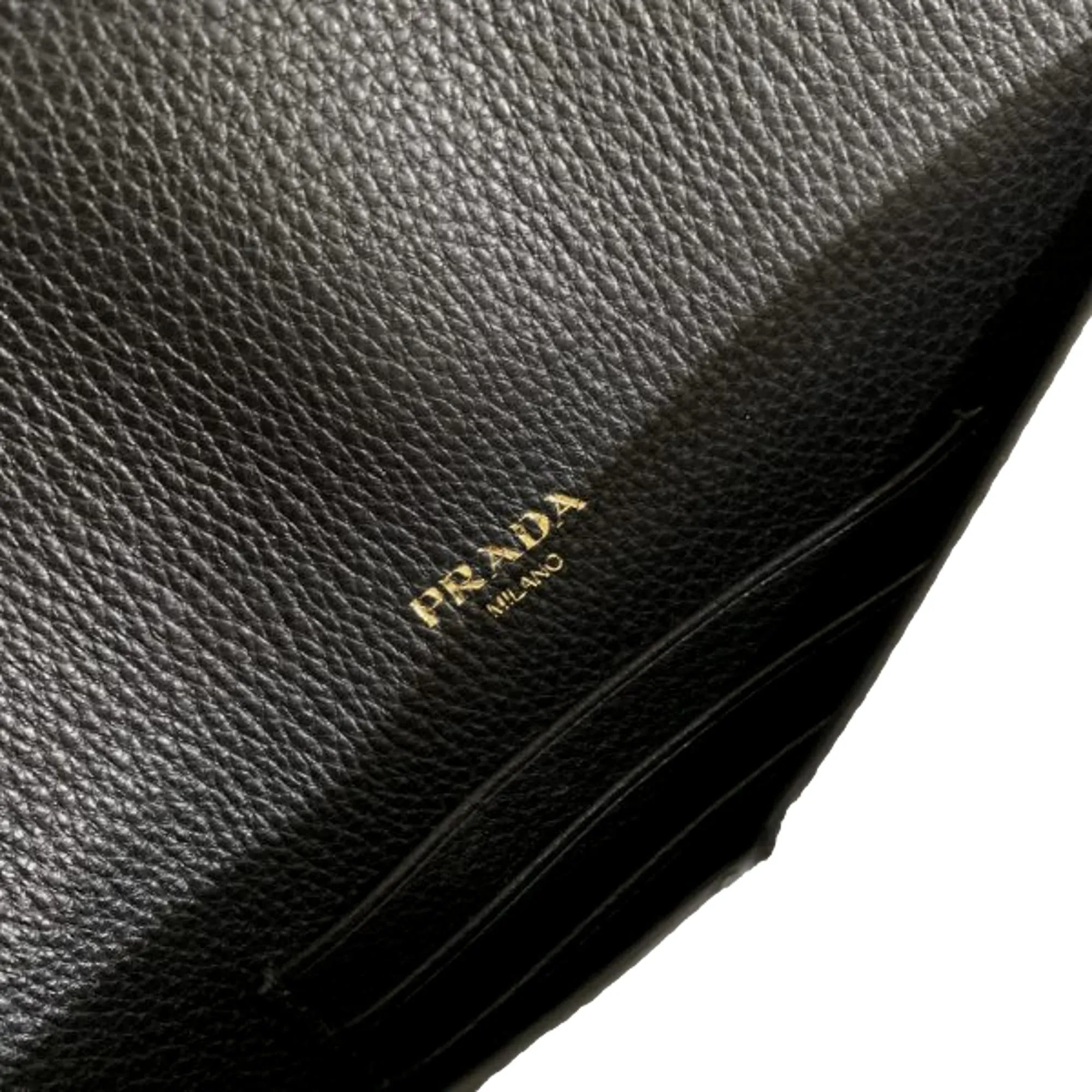 Prada Black Vitello Grain Leather Long Envelope Wallet