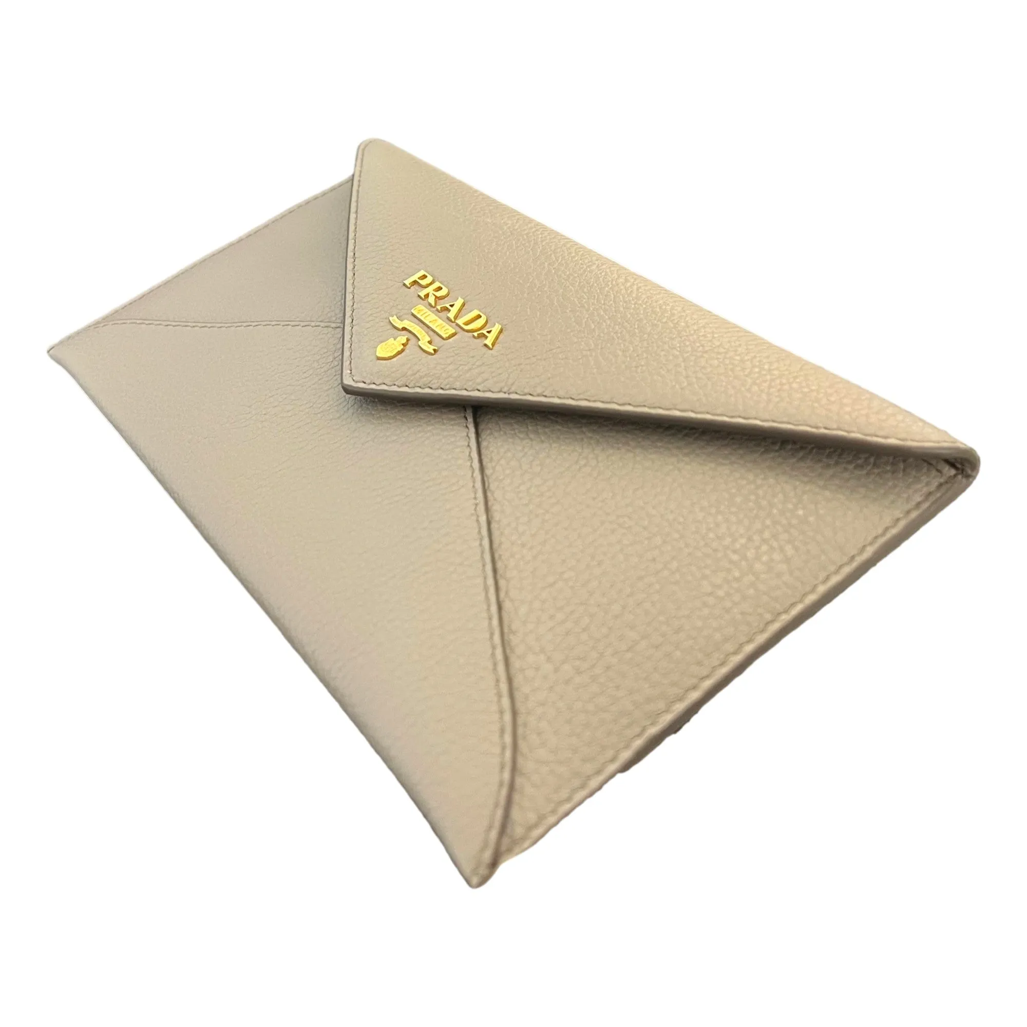 Prada Grey Vitello Grain Leather Long Envelope Wallet