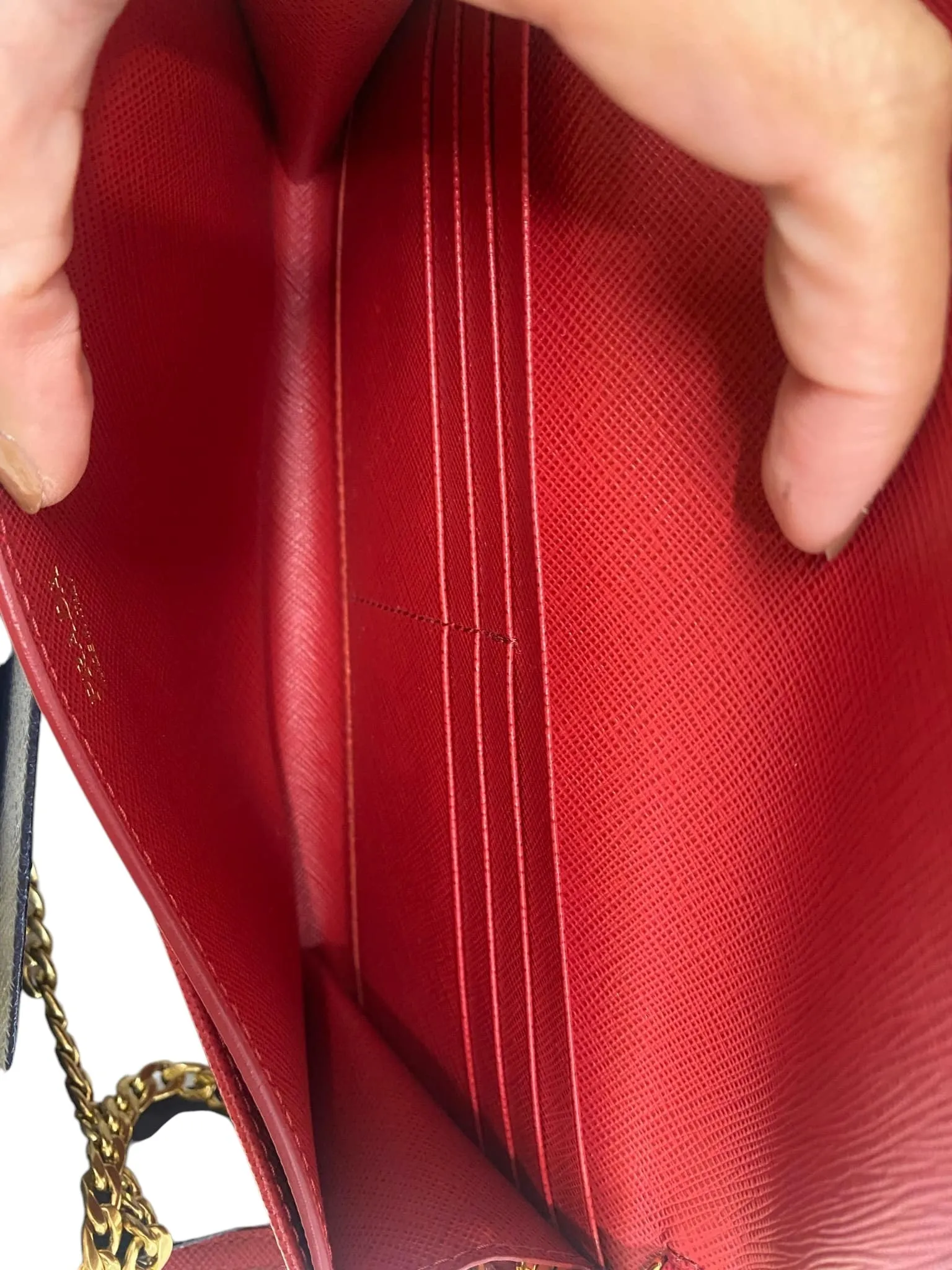 Red Saffiano Leather Envelope Wallet On Chain