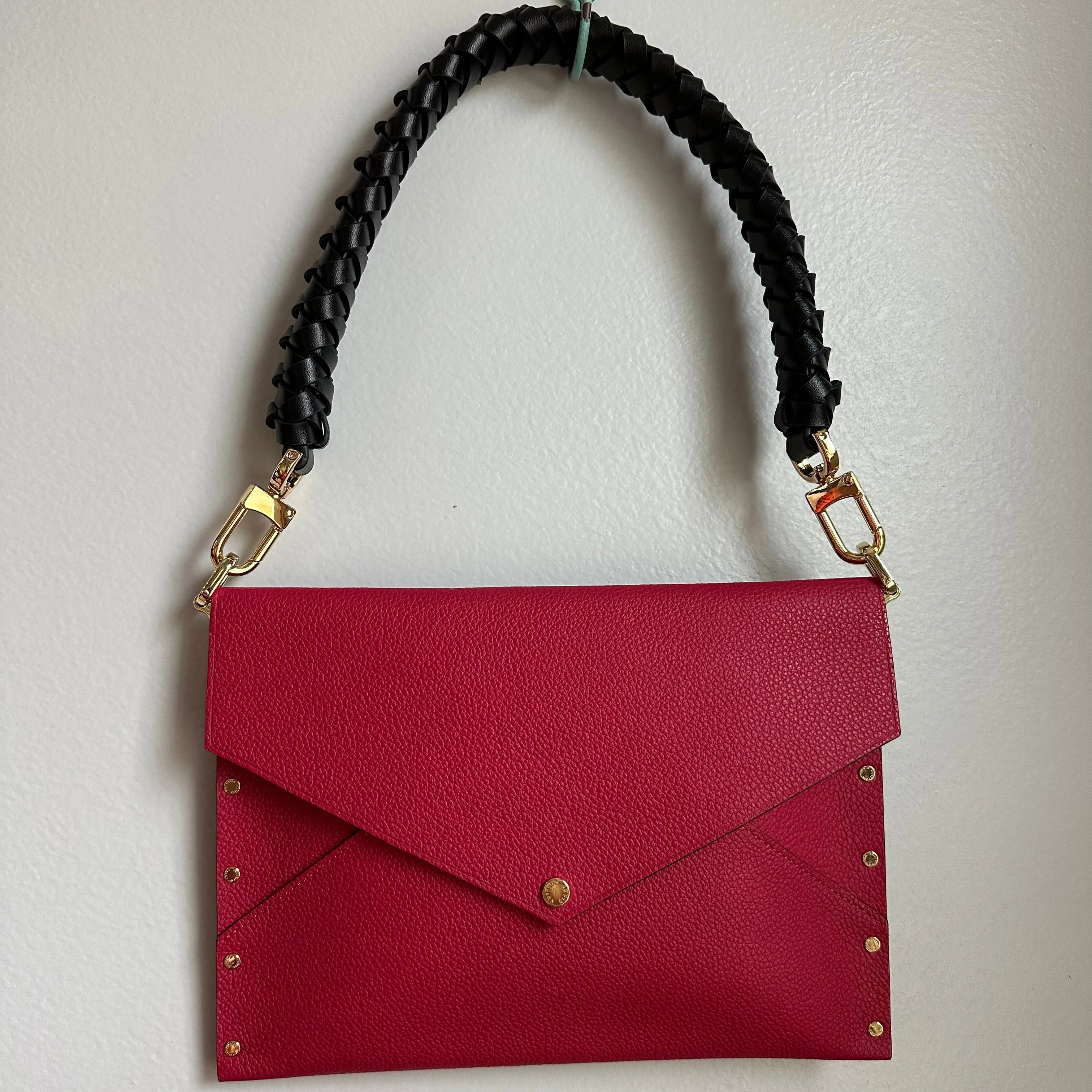 The Pelican Crossbody - Upcycled Louis Vuitton Envelope Rivet in Red