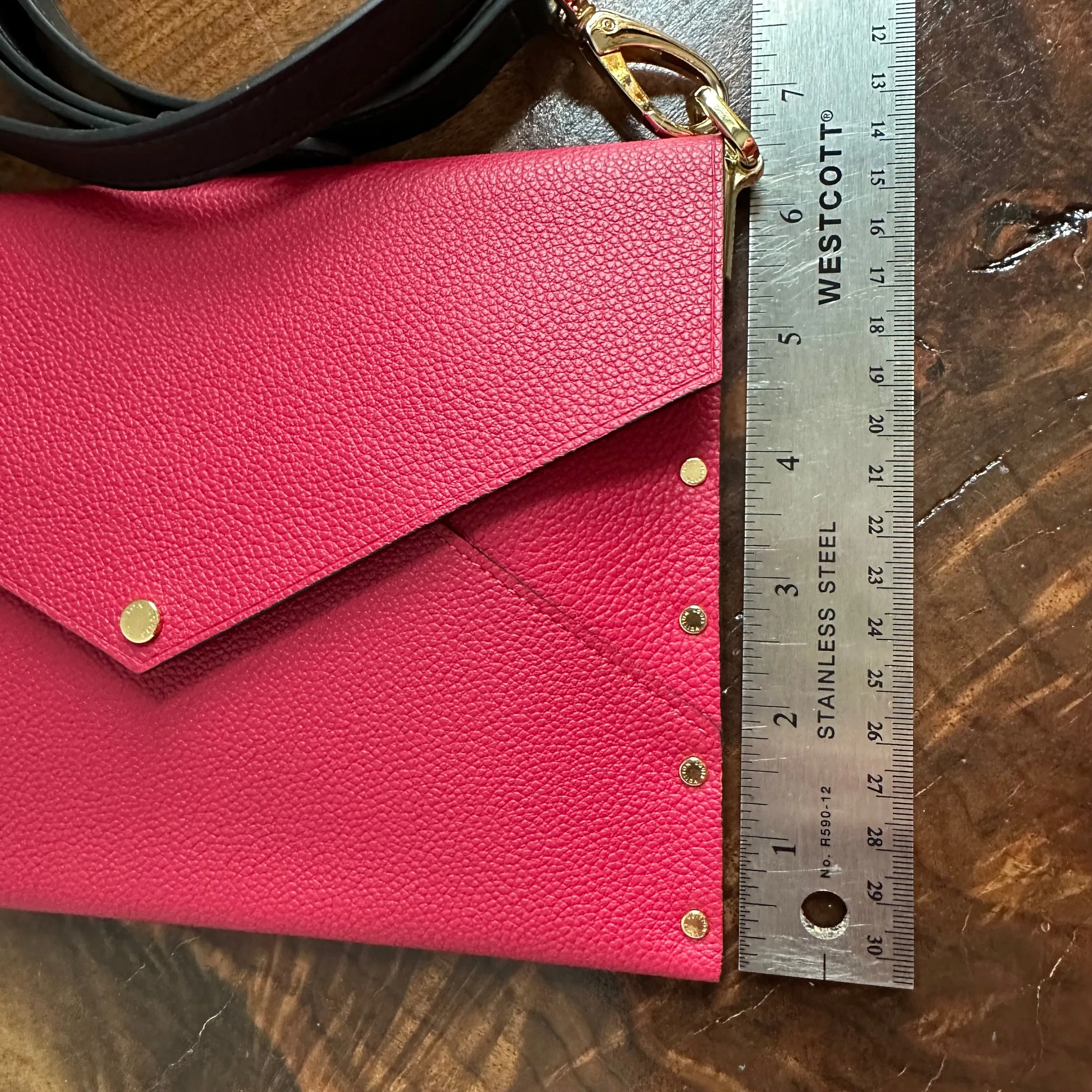 The Pelican Crossbody - Upcycled Louis Vuitton Envelope Rivet in Red